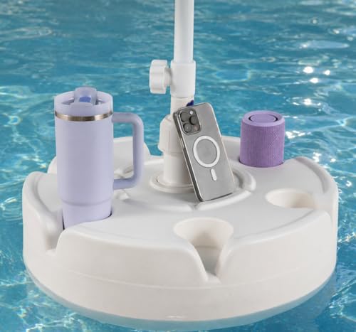 Image of Floating Pool Umbrella provides the perfect shade canopy for the lake, river, beach or the pool! 6 cup holders for your drinks and snacks! Create your own shade oasis with the 7ft diameter sun shade. (SALTED LIME)