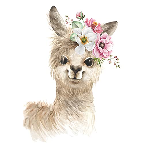 Vinilo decorativo Llama con flores 14x20 pulgadas miniatura 1