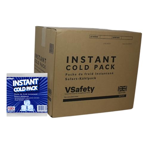 V Safety - Paquete de 100 paquetes de hielo desechables instantáneos compactos