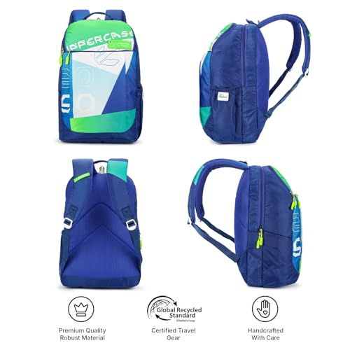Image of uppercase Campus School Backpack | Well-Padded, Double Compartment with File Sleeve, Organizers, Side Bottle Pocket | For Boys & Girls | 500 Days Warranty