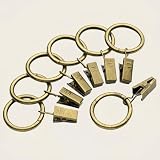 01 Anneaux de rideaux avec clips, clips de draperie avec anneaux, anneaux de suspension de 38 mm de diamètre intérieur, diamètre du fil circulaire 3,5 mm (58, bronze ancien)