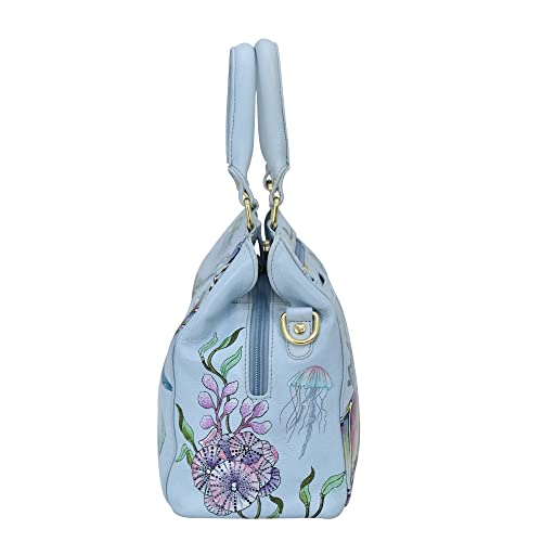 Image of Anuschka Women's Leather Satchel - Hand-Painted Genuine Leather Handbag with Detachable Strap for Everyday Use - 690, Satchel