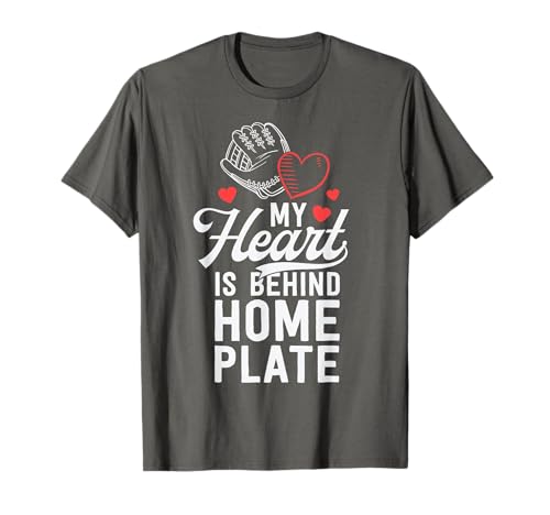 Camiseta de béisbol con diseño de mamá My Heart Is Behind Home Camiseta