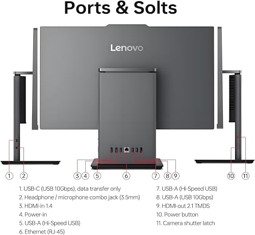 Image of Lenovo ThinkCentre Home & Business All-in-one Computer, 23.8 inch FHD IPS Display, Intel Core i5-13420H Processor, 64GB DDR5 RAM, 2TB PCIe SSD, Wi-Fi 6, Webcam, USB-C, HDMI in&Out, Windows 11 Pro