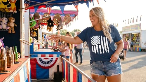Image of ForHailey Women's 4th of July Patriotic Shirts Graphic Tees USA Shirt American Flag Short Sleeve Tunic Tops