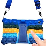 iZi Way Pop It for iPad Case Air 2 / for iPad 6th / for iPad Pro 9.7 Kids Boys, Poppet Fidget Push Bubble Silicone Tablet Cover, Stand, Strap, Pencil Holder Compatible with iPad 9.7' All Models - Blue