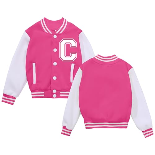 Image of BAICAIYU Kids Baseball Jackets Boys and Girls Varsity Coat Buttons Cardigan Letter Sport Letterman School Jacket