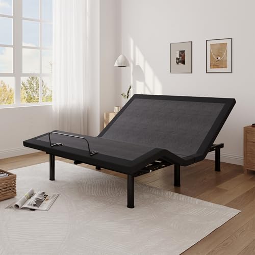 Image of Queen Size Adjustable Bed Base Frame with Adjustable Legs, Electric Bed Base w /Wireless Remote, Zero Gravity Bed, Head and Foot Incline, Anti-Snore,Memory Pre-Sets,Easy Assembly