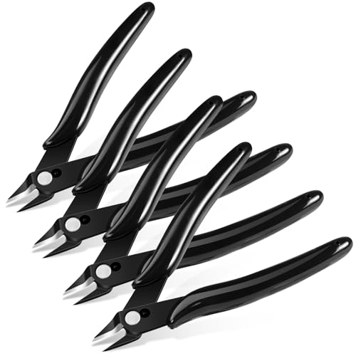Ainiv Alicates de Corte Diagonal, 4PCS Negro Cortador Lateral con Estuche Protector, Alicates Modelismo para Electricista Cortador de Precisión