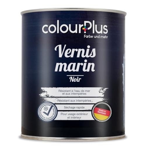 ColourPlus Vernis Marin 750 ml - Noir - Vernis bois extérieur brillant, résistant à l'eau et intempéries | Pour bateaux, fenêtres, meubles et jardin | Résistant...