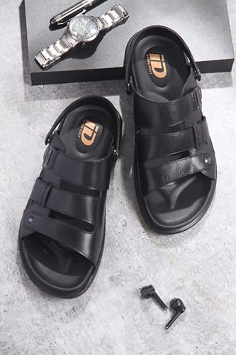 Image of ID Men's Leather Comfort-Fit Velcro Smart Casual Sandals