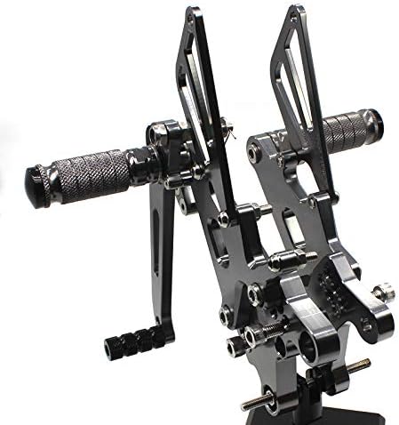 Miniatura 2 de Krace Estriberas delanteras para motocicleta, juego de estriberas traseras reposapiés, pedales de cambio de freno, totalmente ajustables, apto para