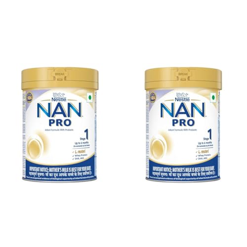 NAN PRO Stage 1 Infant Formula Milk powder for babies (Up to 6 months) - with Probiotic | 400g | Tin with Smartlid (Pack of 2)