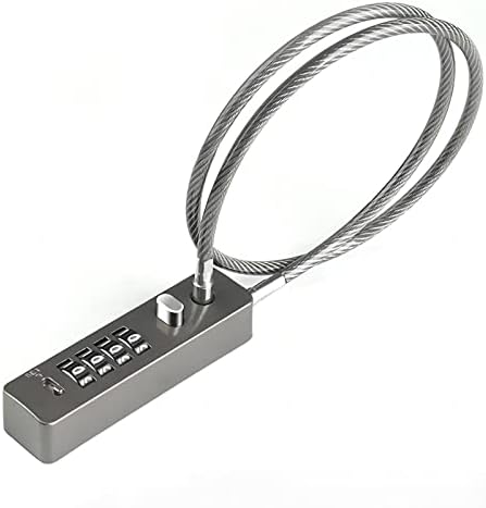 Cable Locks with Combination, 23-3/5 Inch Length Steel Cable Rope 4-Digit Combination Lock with Resettable Code for Bikes, Lockers, File Cabinets, Wardrobes, Small Fences, Refrigerator Door(Gun-Grey)