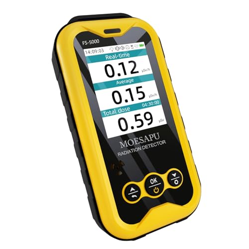 Image of MOESAPU Geiger Counter Nuclear Radiation Detector, Rechargeable Handheld Radioactive Dosimeter with 2.4 inch TFT Display GM Tube Detects X Ray Beta Gamma Portable Radiation Testing Device, FS5000 (Amber)