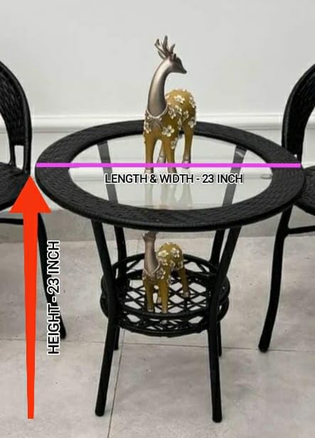 Image of PRATHAM India 2+1 Outdoor Indoor Patio Set Bistro Set Rattan Set Lawn Balcony Hall Outdoor Garden Chair Table Set (Black & Green)