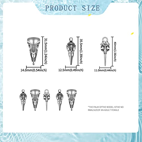 Yionzian 40Pieces Tibetan Alloy Phantom Beak Bird Raven Skull Charms Eagle Crow Bird Head Skeleton Charm Pendant For Diy Halloween Witch Pagan Necklace Women Punk Jewelry Making #TOP1