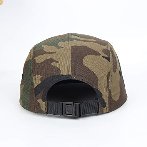 Image of 5 Panels Baseball Cap Classic Flat Bill Hat Cotton Short Flat Brim Caps