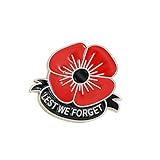 MA&SN Remembrance Day Memorial Day Gift Poppy Brooch Pins Lest We Forget Flower Badge Broach (Lest We Forget C)