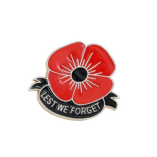 Remembrance Day Memorial Day Gift Poppy Brooch Pins Lest We Forget Flower Badge Broach (Lest We Forget C)