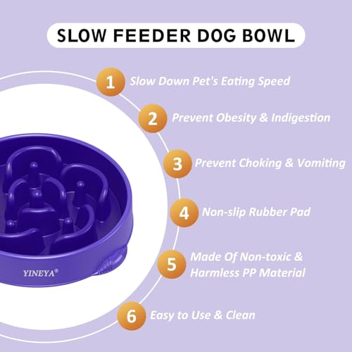 YINEYA 4 Cups Langsame Fütterung Hundenapf, Anti Schling Interaktiver Hundenapf,Antischlingnapf Hunde, Hundezubehör, Das Fressen verlangsamt, 2 Stück