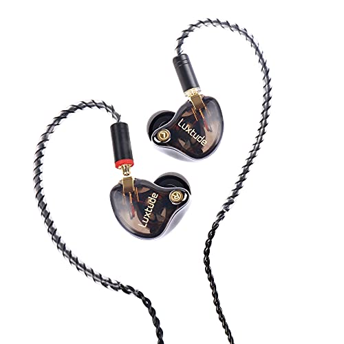 Luxtude CX1 in Ear Headphones HiFi in Ear Monitor, High Resolution, Noise-Isolating, Secure Fit, 1 Tesla DD, MMCX IEM Earbuds Earphones for Musician and Audiophile (Clear Brown, No Mic).