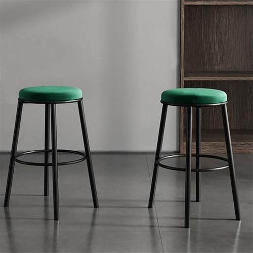 Tabouret de bar vert en fer style épuré et compact de petite taille