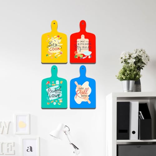 Image of Decor Smart Let's Cook My Kitchen My Rules Baked With Love Wooden Wall Decor Set | Kitchen Art for Home Decor | Decorative Modern Handcrafted Artwork | MDF Wall Sign Art for Decoration (DWA 5607)