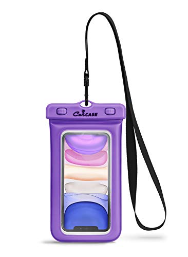 CaliCase Universal Waterproof Floating Phone Pouch - IPX8 Waterproof Floating Phone Case with Lanyard for iPhone X-15/ S20-S24/ Pixel 4-8 - Purple
