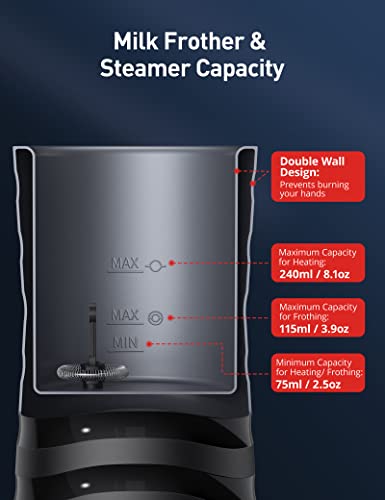 Image of Milk Frother, Paris Rhone 4-in-1 Milk Steamer and Frother, Hot & Cold Foam Milk Warmer with Temperature Control, Auto Shut-Off Frothers for Coffee, Latte, Cappuccino, Macchiato