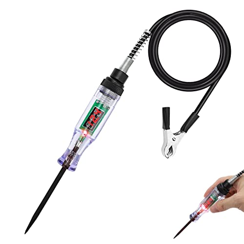 Digital Electric Circuit LED Tester, 3-36V DC Test Light with Voltage Display and Polarity Indicate, Auto Fuse Tester with Vise Clip and Detector Pen for All Cars to Checking Switches, Wiring
