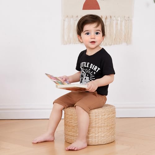 Murnouche Toddler Baby Boy Summer Clothes Excavator Print Letter T Shirt Casual Shorts Set4