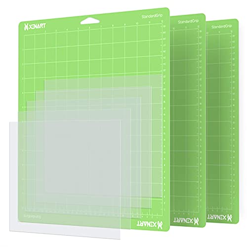 Xinart StandardGrip Cutting Mat for Cricut Maker/Explore Air 2/Air/One(12x12 Inch, 3 Mats) & Xinart 30 Pieces 4 mil Blank Stencil Material Mylar Template Sheets for Stencils 12x12 Inch