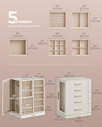 Songmics UJBC170W01 Jewelry Box 360° Rotating thumb #3