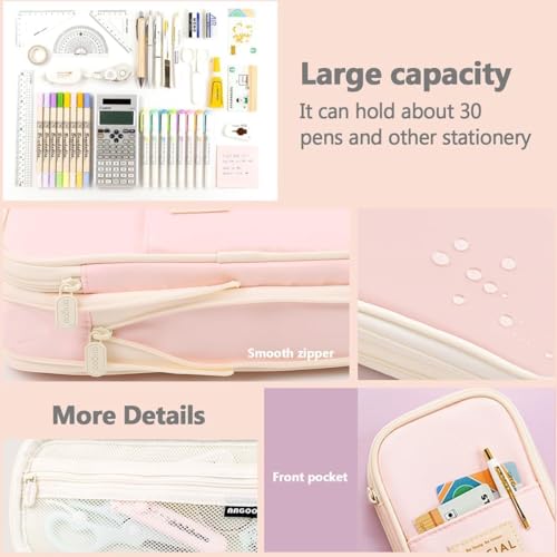 Image of Big Capacity Pencil Cases with Compartments Pencil Pouch Aesthetic for Kids Teen Students, Expendable Stationery Organizer Pen Bag for College School Office