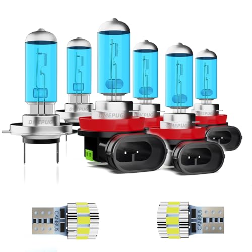 Image of Headlight Bulbs License Plate Lights Compatible With Chevy Traverse 2013-2018, H7 High Beam + H11 Low Beam + H11 Fog Lights Halogen Light Bulb + License Plate Lights, Pack of 8