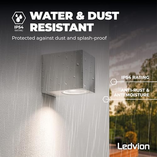 Ledvion, Wall Lamp San Diego Stainless Steel, LED Wall Lamp Outdoor Gray Square, Double-Sided GU10 Up&Down, Wall Lamp Outdoor - Image 2