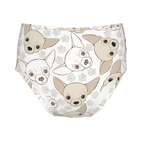 Chihuahua-Dog And Paw Print Girls' Underwear Soft Cotton Little Girls Panties Comfort Briefs
