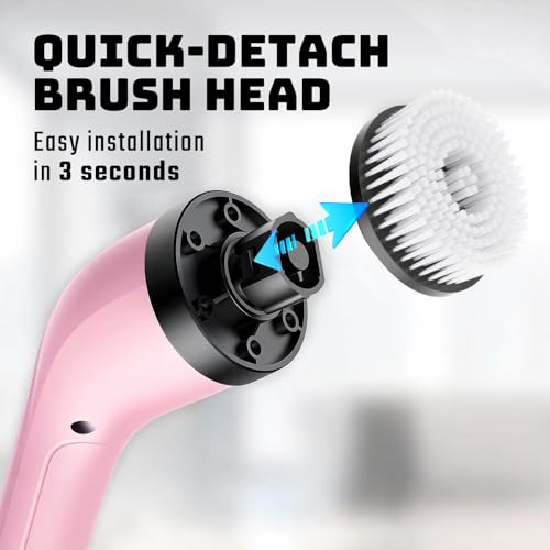 Image of Rechargeable Cordless Rotating Cleaning Brush, Handheld Electric Household Scrub Brush for Bathroom, Shower, Bathtub, Tile and Multiple Home Surfaces
