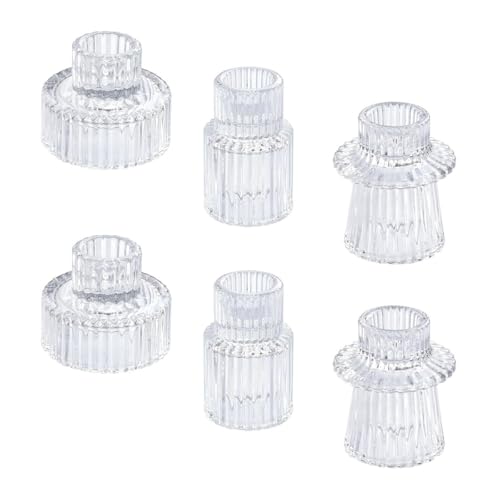 Reviews de Juegos de candelabros comprados en linea. 43 Juego de 6 Candle Holder de Vidrio, Candelabros Decorativo de Cristal, Tres Diseños de Formas, Decoración de Mesa Romántica Europea, Decoración del Hogar para Bodas y Fiestas...