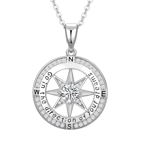 Mkhhy 2026 Compass Necklace for Women, Graduation Gifts for Her 2026, Inspirational Graduates Jewelry, Class of 2026 Senior High School College Graduation Gifts for Friends with Congrats Grad Box and Gift Card (silver-direction-2)