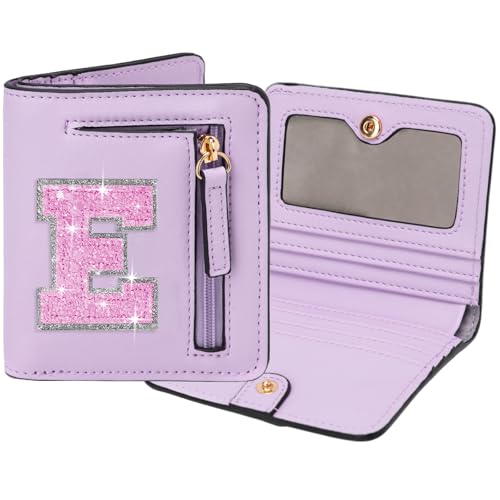 Image of Birthday Gifts for Teen Girl Kids Wallet Girl Wallets Small Initial Rfid Wallet Teen Girls Gift Preppy Stuff for Girls Purple E