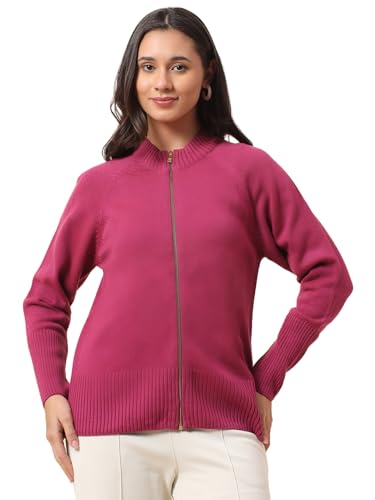 Image of Cantabil Sweater for Women l Winter Wear Acrylic Fabric Mandarin Collar Regular Fit Solid Pattern (P LSWT00178)