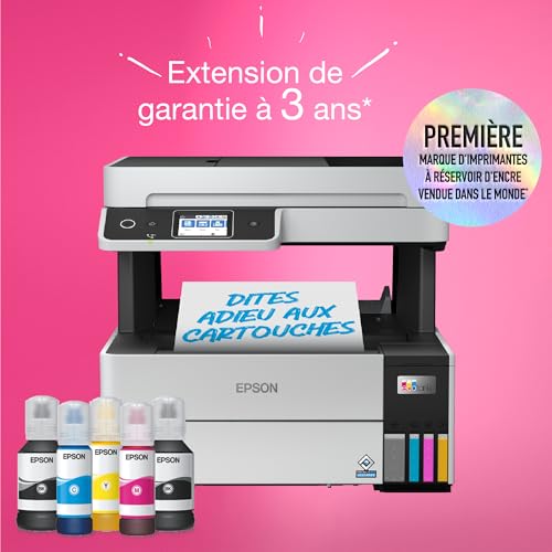 Epson Imprimante EcoTank ET-5170 avec Réservoirs, Multifonction 4-en-1: Imprimante recto verso / Scanner / Copieur / Fax, A4, Jet d'encre couleur, Wifi Direct, Ethernet, Ecran, Faible coût par page – Image 5