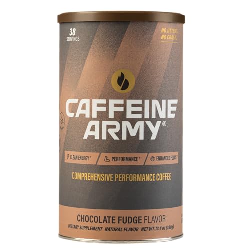 CAFFEINE ARMY Chocolate Fudge | Functional Coffee with Collagen Peptides, MCTs, CoQ10 and Adaptogens: Clean Energy, Supports Daily Attention, No Jitters or Crash (13.4oz 38 Servings)