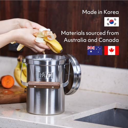 Vatya Stainless Steel Kitchen Compost Bin - No Filter Countertop Composter, Composting Bucket, Counter Top Small Indoor Food Waste Container With Lid thumb #7
