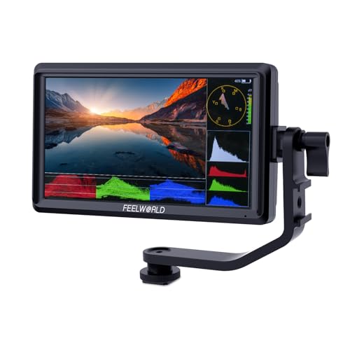 FEELWORLD FW568S 6 inch DSLR Camera Field Monitor with Waveform 3D LUT SDI 4K HDMI Input Output Video Peaking Focus Assist Small 8.4V DC Include Tilt Arm