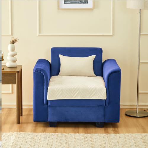 Image of Amazon Basics - Velvet Quilted Make Your Own Sofa Cover |70cm x 70cm|Microfiber Sofa Slipcover (Beige, 1 Seater)