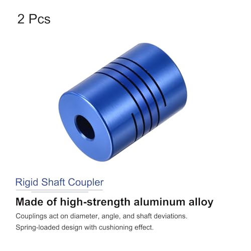 QUARKZMAN 2 Stück 6,35 mm auf 6,35 mm Aluminiumlegierung Wellenkupplung L25xD19 Flexibler Kuppler mit Schrauben für Encoder und Motoren, Blau