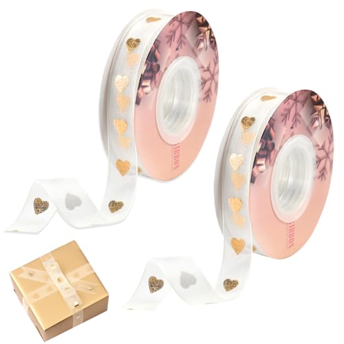 PEALOVCOM 2 Rotoli di Nastro di Raso Stampato a
